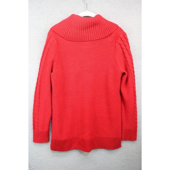 Calvin Klein Cowl Neck Red Cable Knit Sweater-Medium-Chunky-Cozy-Soft - Picture 8 of 10